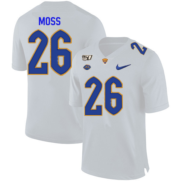 2019 Men #26 Chawntez Moss Pitt Panthers College Football Jerseys Sale-White